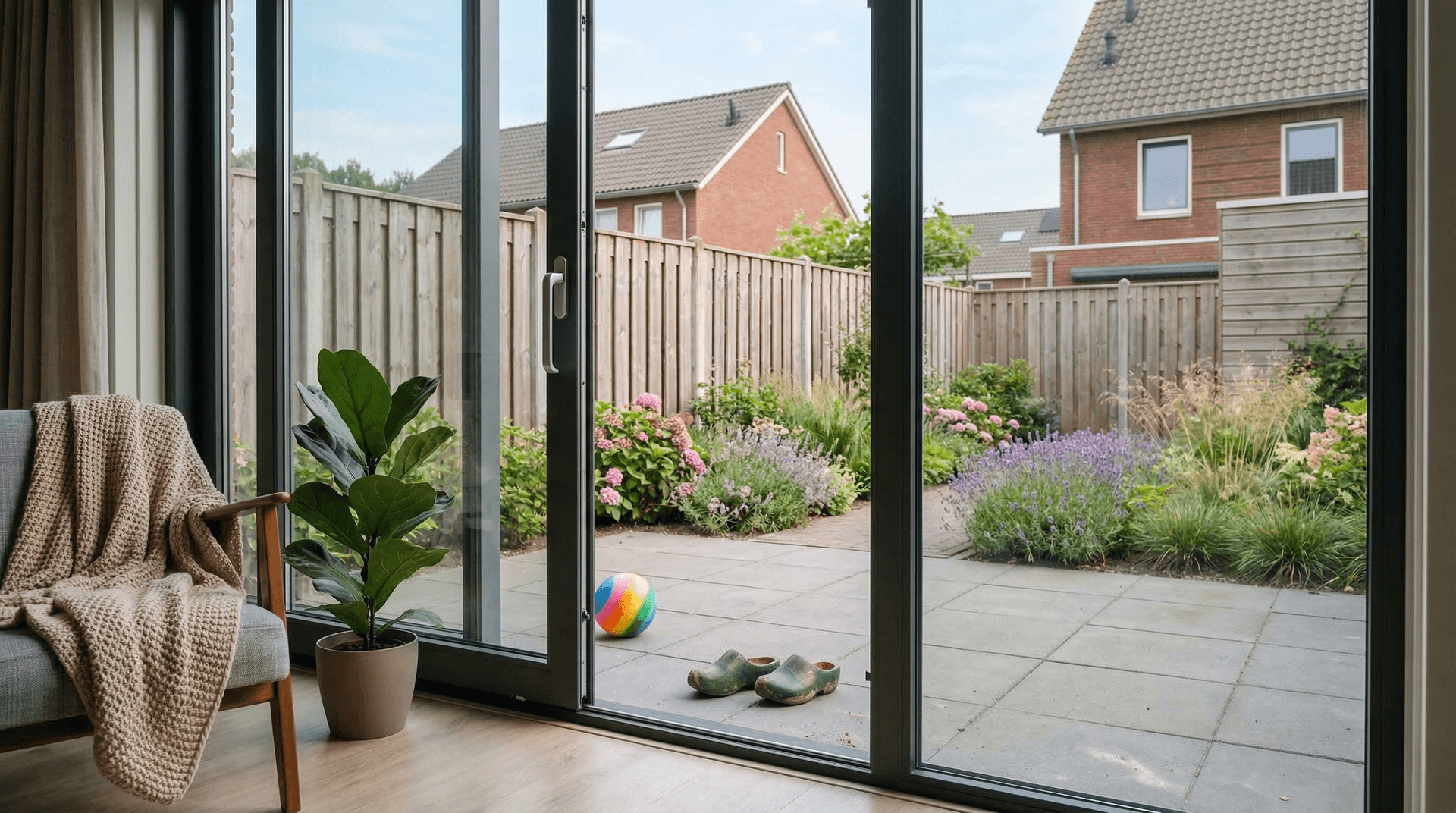 Interieur – woonkamer met tuin