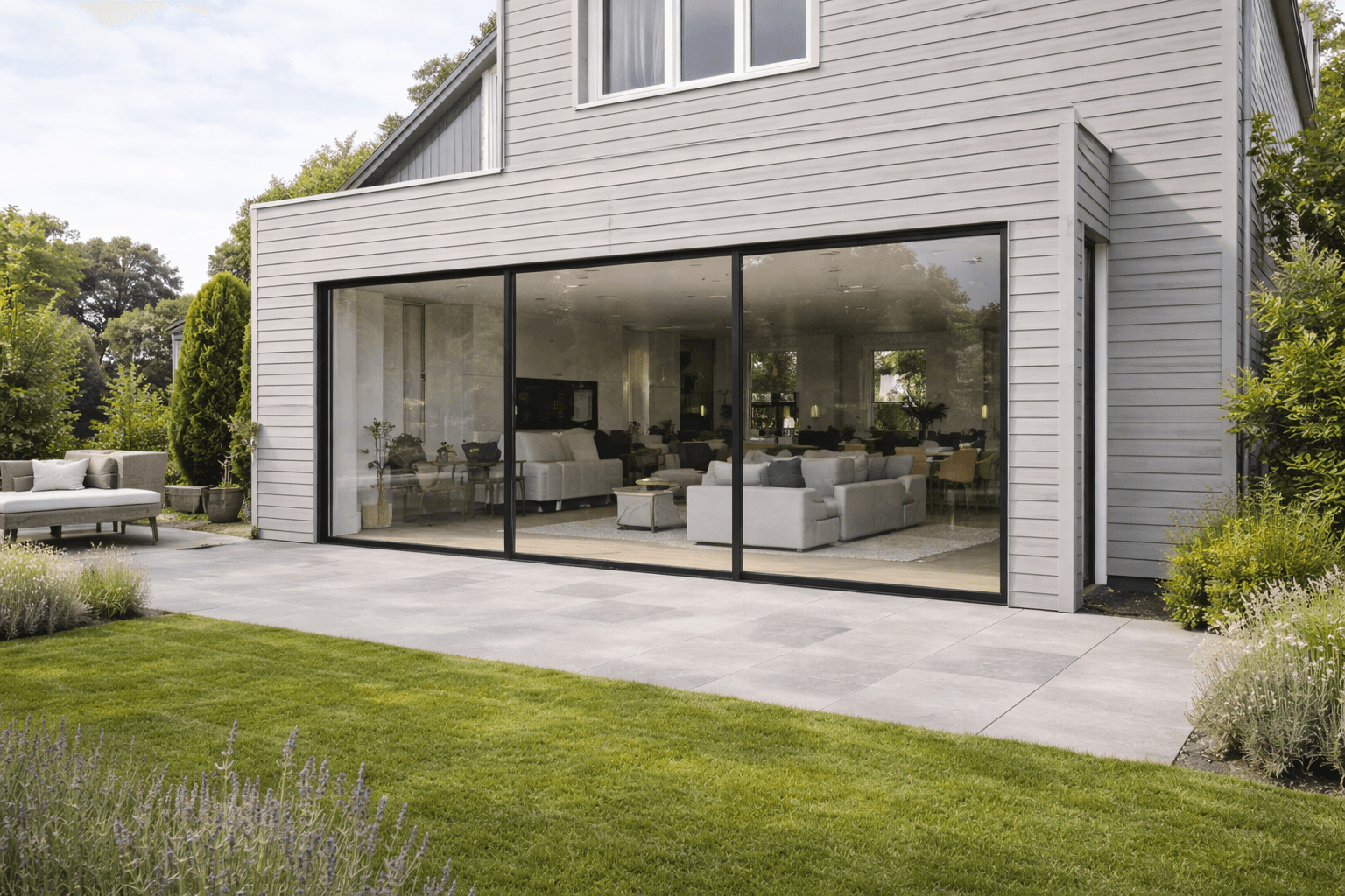 Houten schuifpui in klassieke gevelsetting